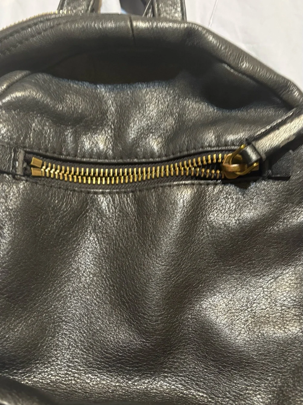 Fossil Black Leather Backpack with Gold Hardware